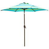 Abba Patio 9-Feet Turquoise Striped Market Umbrella with Push Button Tilt and Crank