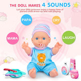 25-Piece Baby Doll Care Playset with 14 Doll Toys, Cradle, High Chair, Milk Bottle, Pacifier and Diaper for Girls and Boys Ages 3, 4, 5, 6+