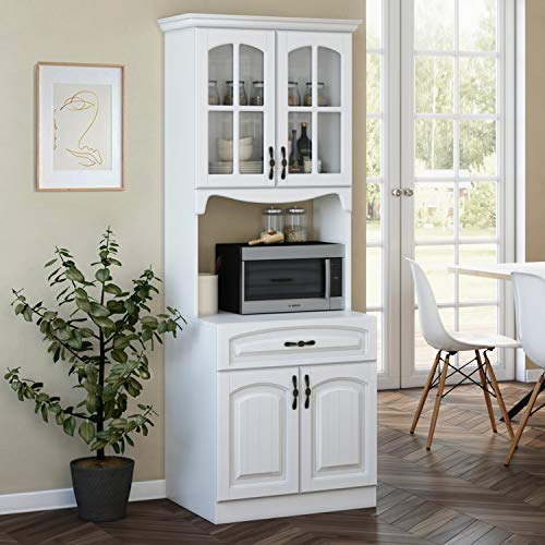 Living Skog Kitchen Cabinet with Microwave Stand and Built-In Storage Shelves