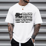 Mens Distressed American Flag Graphic T-Shirt, Short-Sleeve Patriotic Shirt for Independence Day