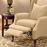 SureFit Home Décor SF38684 Stretch Pique Slipcover for Recliner Wingback Chairs, Two-Piece Form-Fit Design, Polyester/Spandex, Machine Washable, Cream