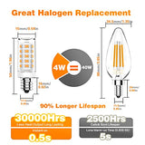 6-Pack KLG E12 LED Candelabra Bulbs, 4W Equivalent to 40W T3/T4, Daylight White 5000K, AC120V, Non-Dimmable for Chandeliers and Ceiling Fans