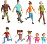 Sweet Lil Family Dollhouse People, Set of 9 Figures Featuring Grandpa, Grandma, Mom, Dad, Sister, Brother, Toddler, Twin Boy and Girl