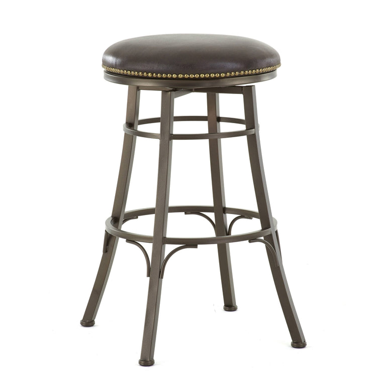 Copper Grove Tejeda 24-Inch Backless Metal Swivel Bar Stool, Brown