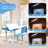 BELANITAS Adjustable Kids Study Desk and Chair Set in Green, Featuring a 40-Degree Tilt Desktop for Ages 5-12