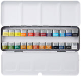 Winsor & Newton Professional Watercolour Sketchers Box Set with Lightweight Metal Case and 24 Half Pans