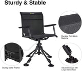 TIDEWE Folding Hunting Chair with Seat Cover, 360-Degree Silent Swivel, Adjustable Four-Leg Height, Armrests and Portable Ground Blind Design