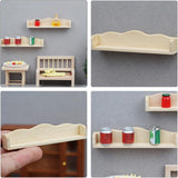 Miniature Wooden Dollhouse Wall Shelf, 1:12 Scale Storage Rack for Room Furniture and Model Accessories