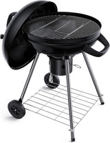 22-Inch Kettle Charcoal BBQ Grill with Lid Thermometer, Plated Steel Grates, Integrated Wheels and Slide-Out Ash Catcher for Patio, Picnic and Backyard Cooking