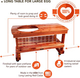 JJGeorge Big Green Egg Outdoor Table for Large Egg with Included Table Cover, Long Table Design