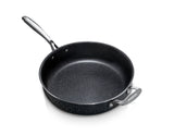 Granitestone Jumbo Nonstick Cooker with Lid, Family-Sized Triple-Coated Open Skillet with Stainless Steel Stay-Cool Helper Handle, Oven and Dishwasher Safe