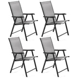 Yaheetech Set of 4 Outdoor Folding Dining Chairs with Armrests, Metal Frame & Backrest for Lawn, Garden, Yard or Poolside, Black